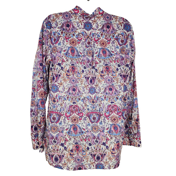 Talbots Shirt Womens Size Medium Button Front Magical Floral Cotton Lightweight - Picture 2 of 8